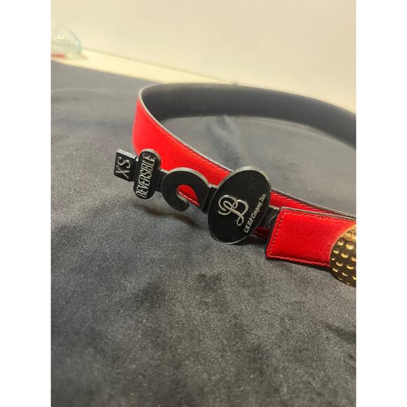 LB Belt Co. Women's Genuine Red Snakskin Belt MED with Gold Embellishments NWT - Picture 2 of 5